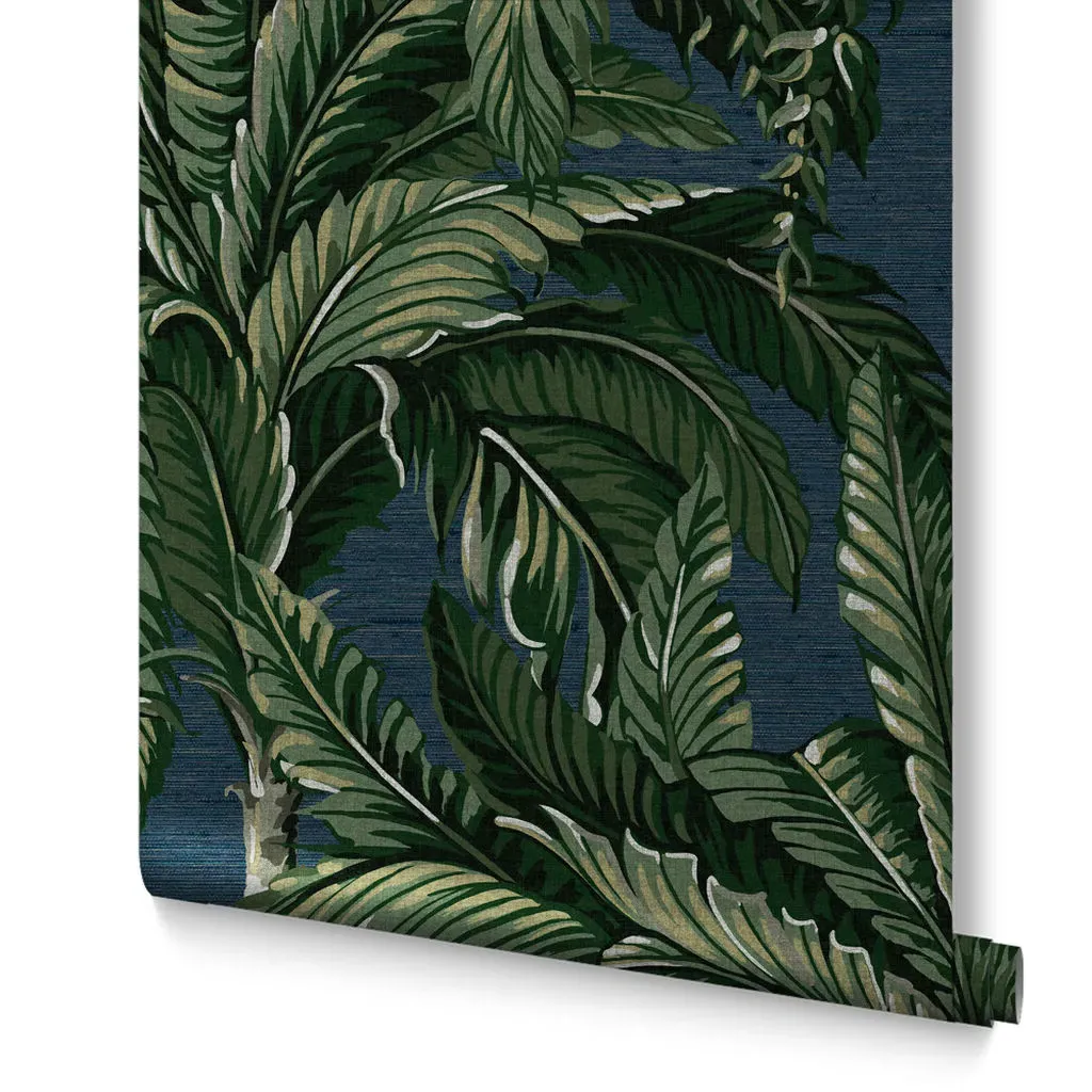 Daintree Palm Midnight Wallpaper - Blue