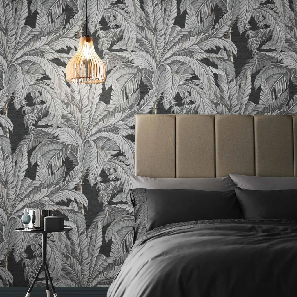 graham-brown-daintree-palm-sterling-wallpaper-grey-leaves-wallpaper-we-are-carbon-neutral image