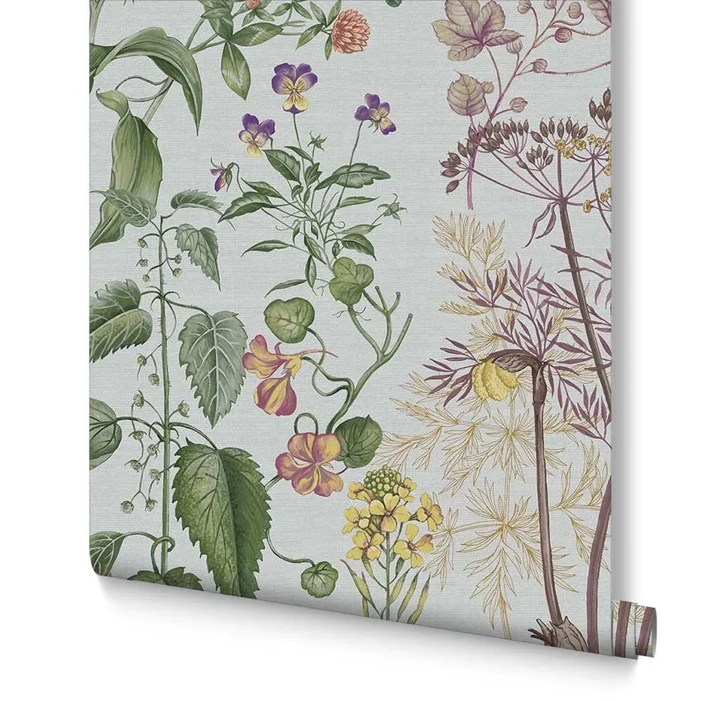 Edulis Sage Floral Wallpaper - Sage