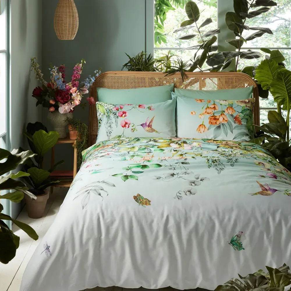 Ethereal Flora Duvet Cover Set - Blue