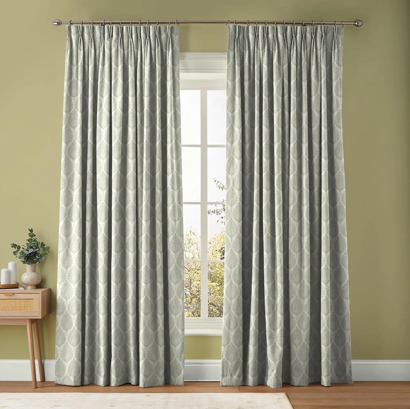 Flame Leaf Made to Measure Curtains - Green