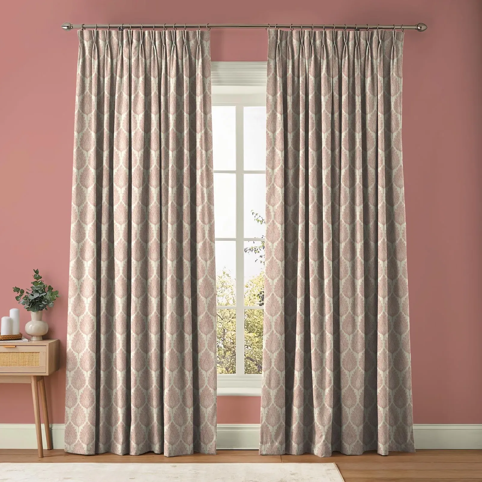 Flame Leaf Made to Measure Curtains - Pink