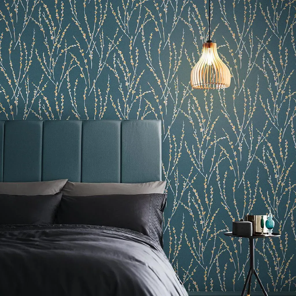 Floret Teal Tree Wallpaper - Teal