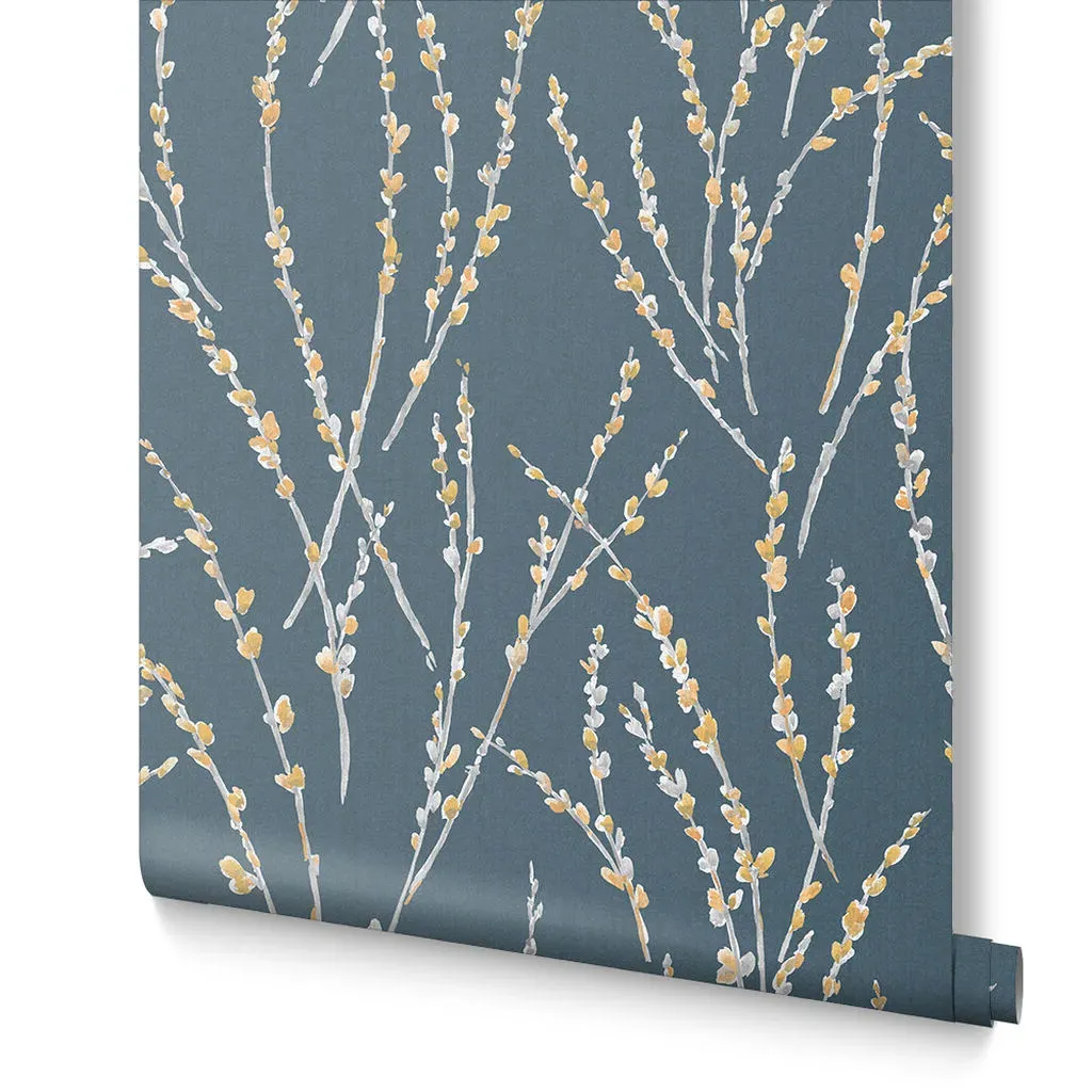 Floret Teal Tree Wallpaper - Teal