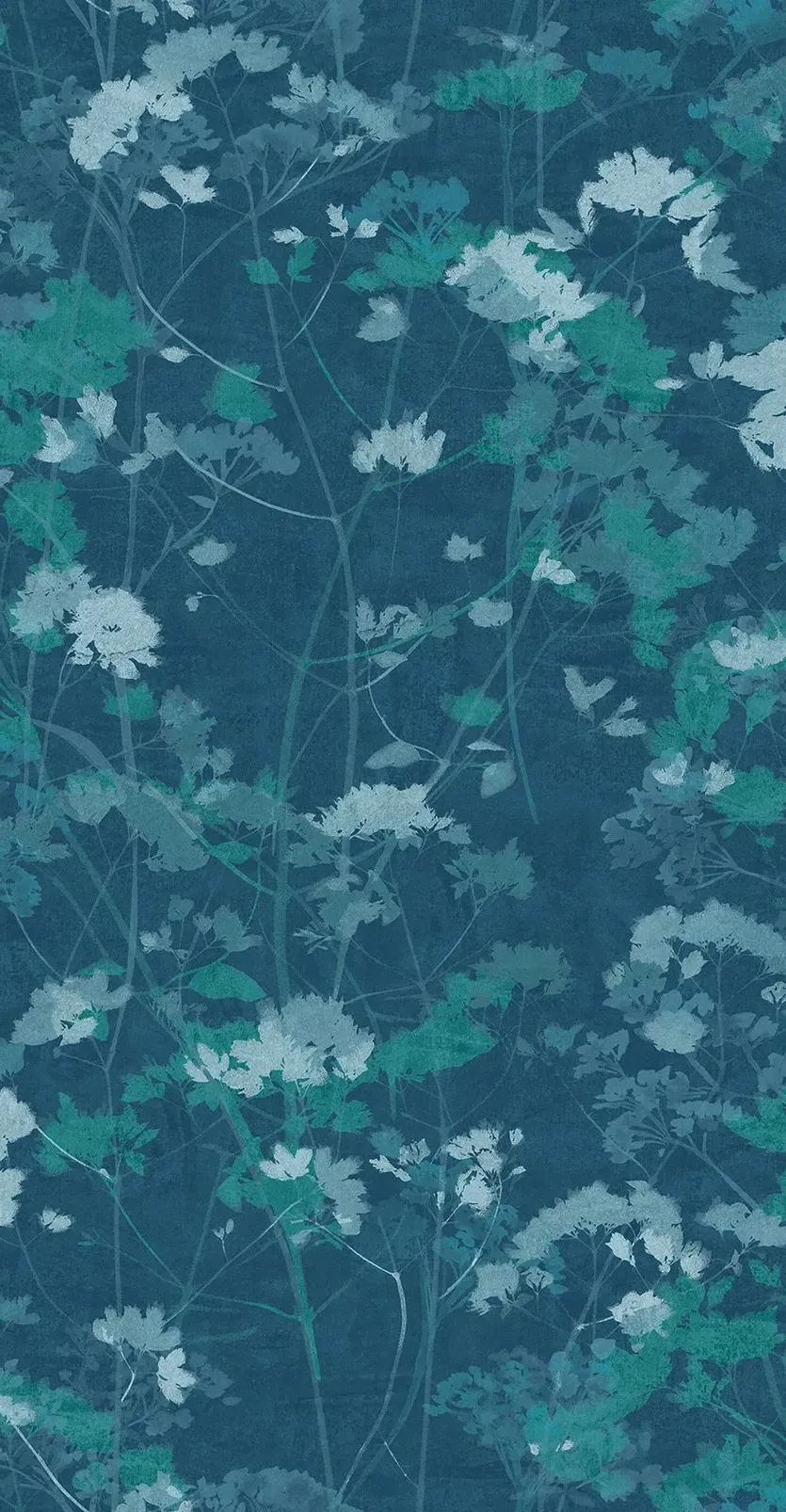 Flower Press Denim Wallpaper - Navy