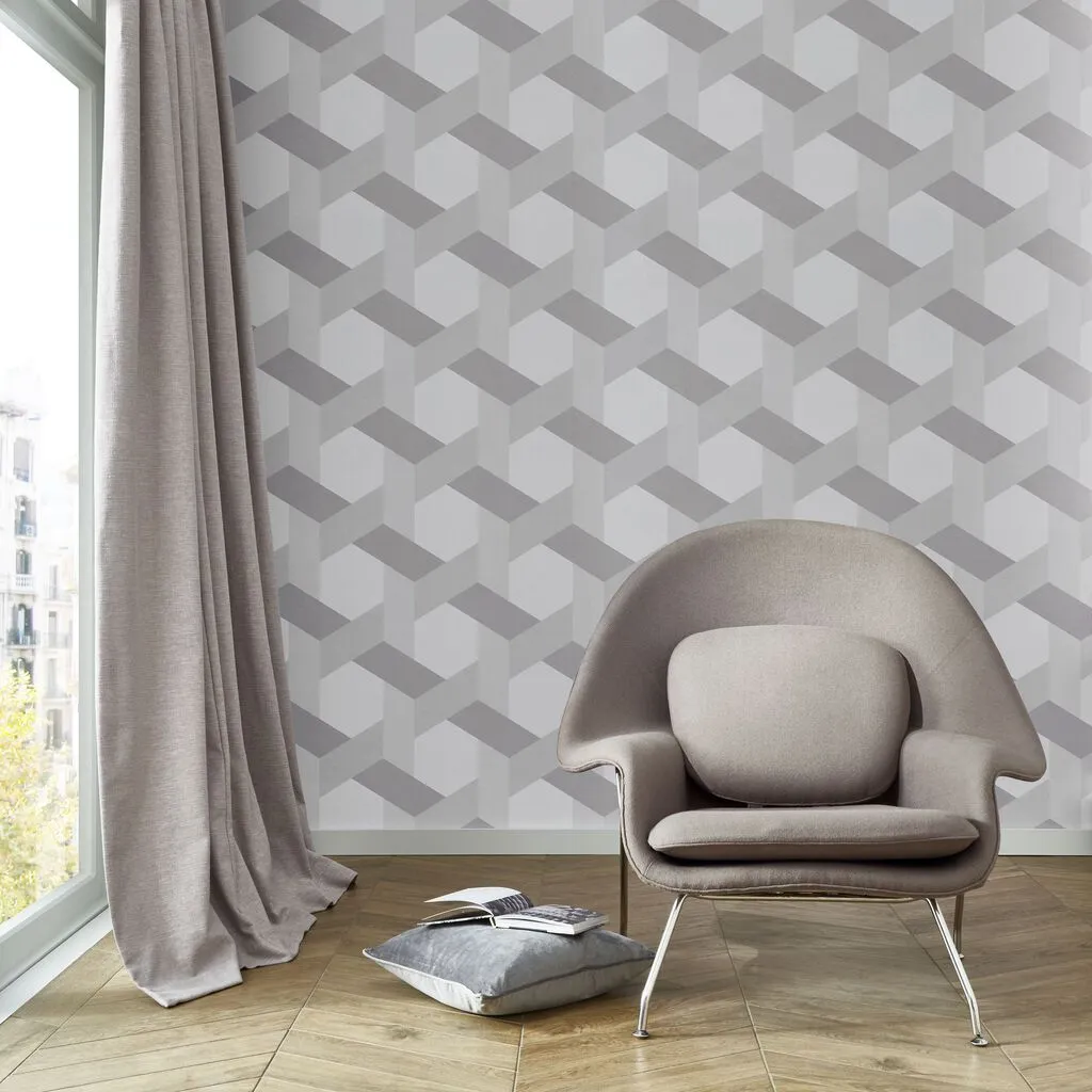 Fractal Grey Geometric Wallpaper - Grey