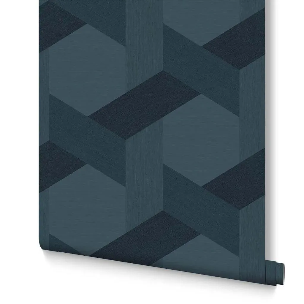 Fractal Navy Geometric Wallpaper - Navy