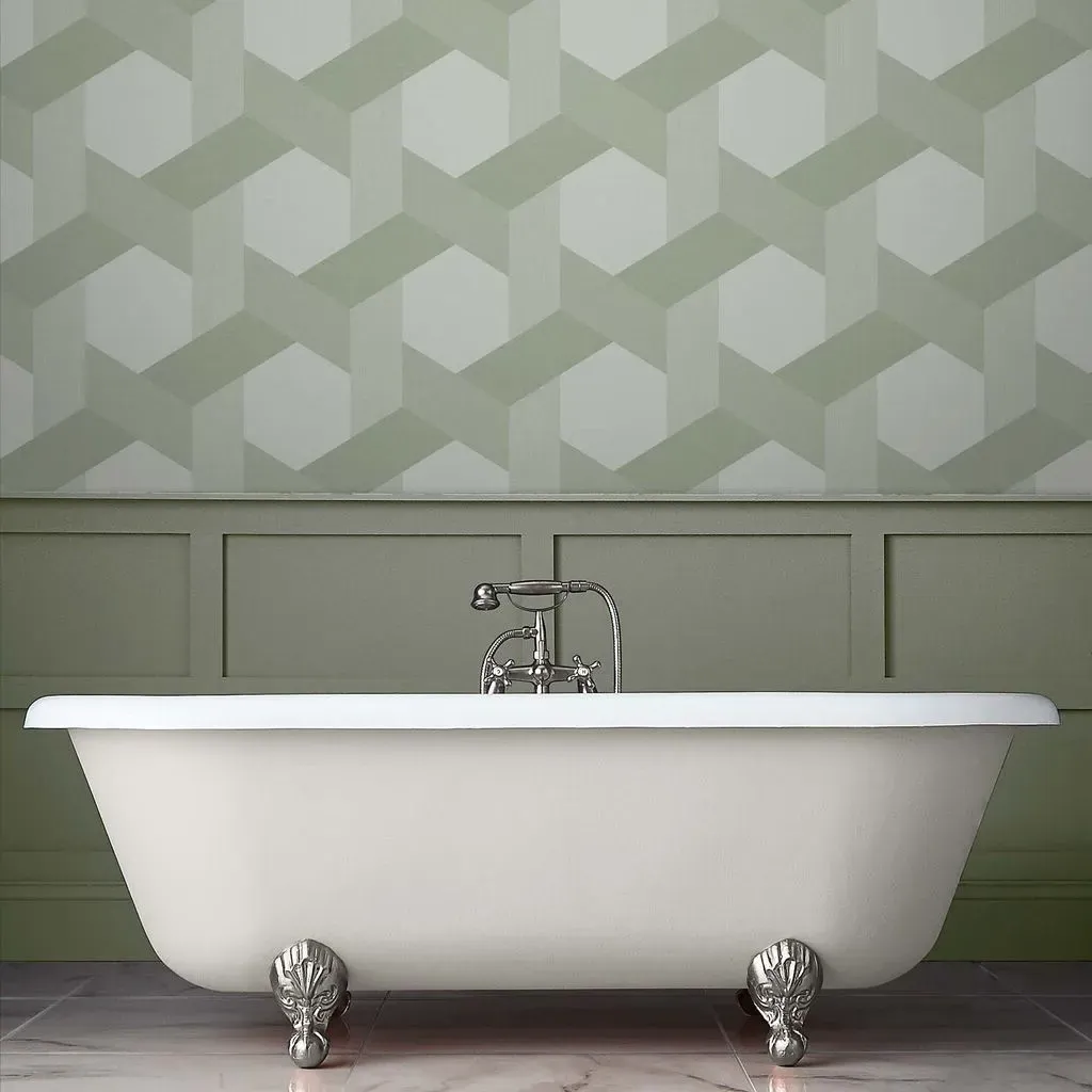 Fractal Sage Geometric Wallpaper - Green