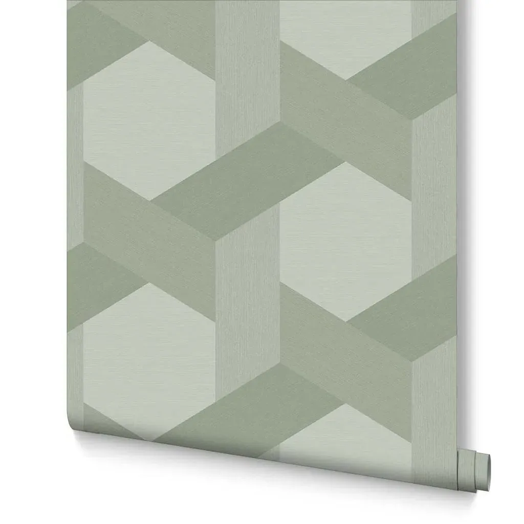Fractal Sage Geometric Wallpaper - Green