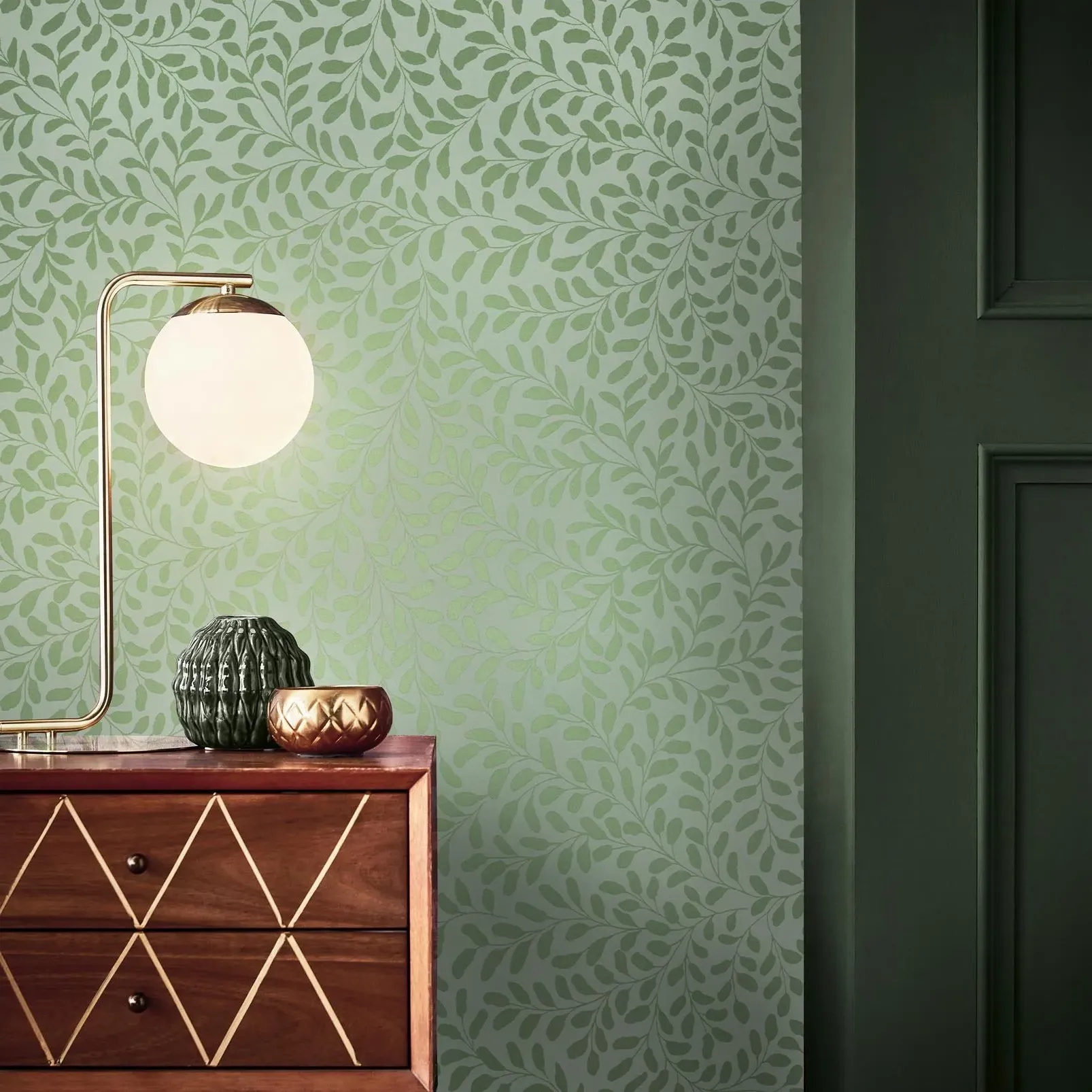 Gilded Leaf Wallpaper - Sage