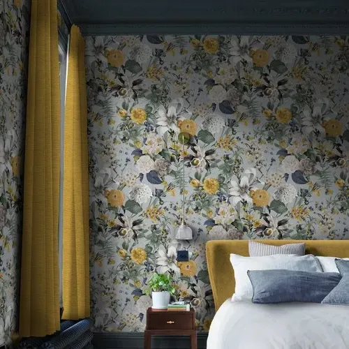 Glasshouse Flora Sky Floral Wallpaper - Blue