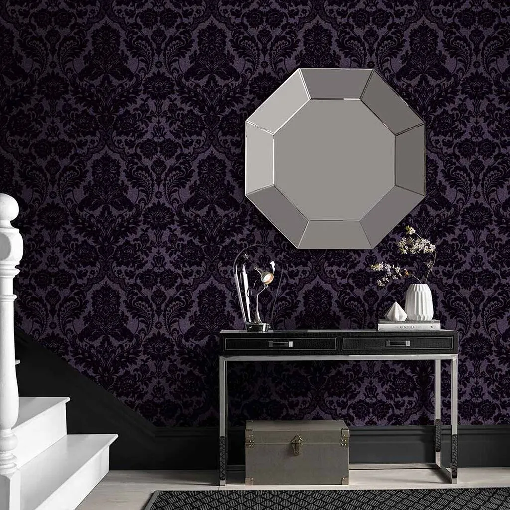 Gothic Damask Wallpaper - Plum