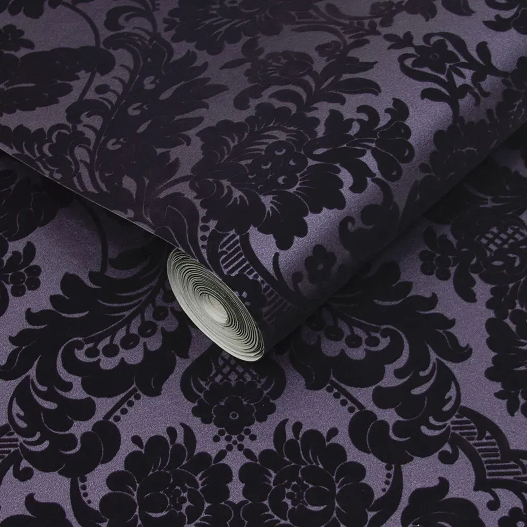 Gothic Damask Wallpaper - Plum