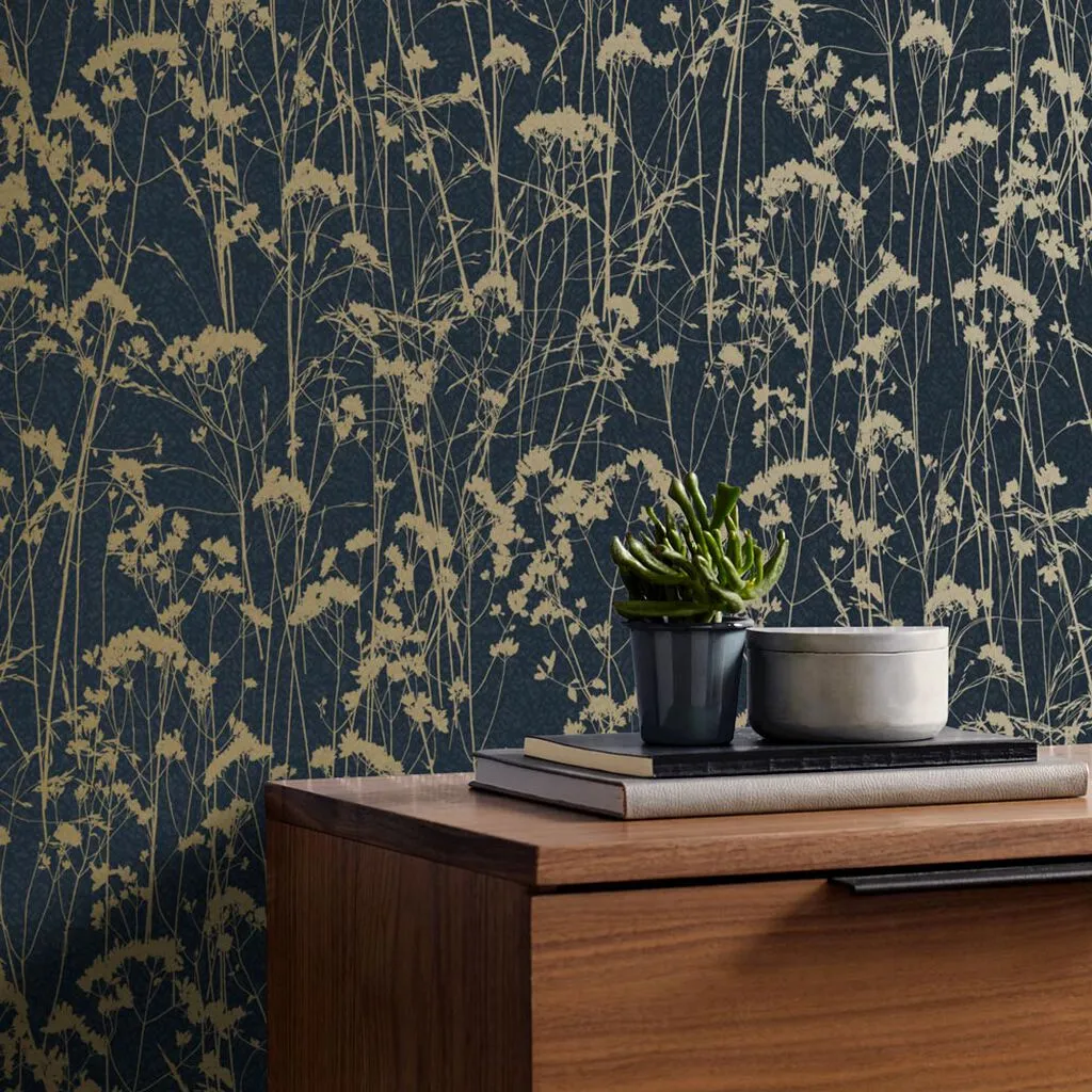 Grace Midnight Floral Wallpaper - Navy