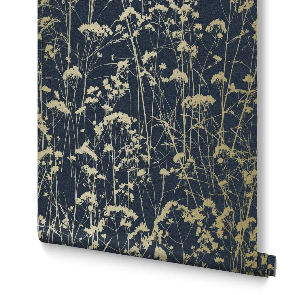 Grace Midnight Floral Wallpaper - Navy
