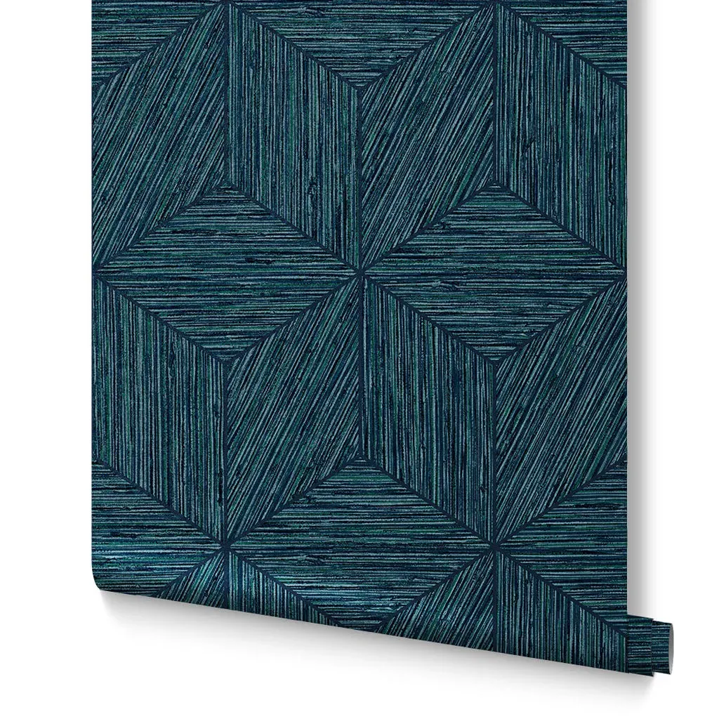 Grasscloth Geo Geometric Wallpaper - Teal