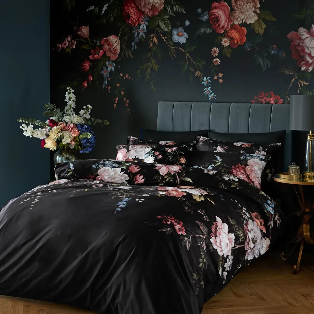Hague Fleurs Duvet Cover Set - Black