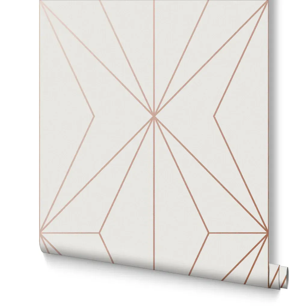 Harmony Geometric Wallpaper - White, Rose Gold