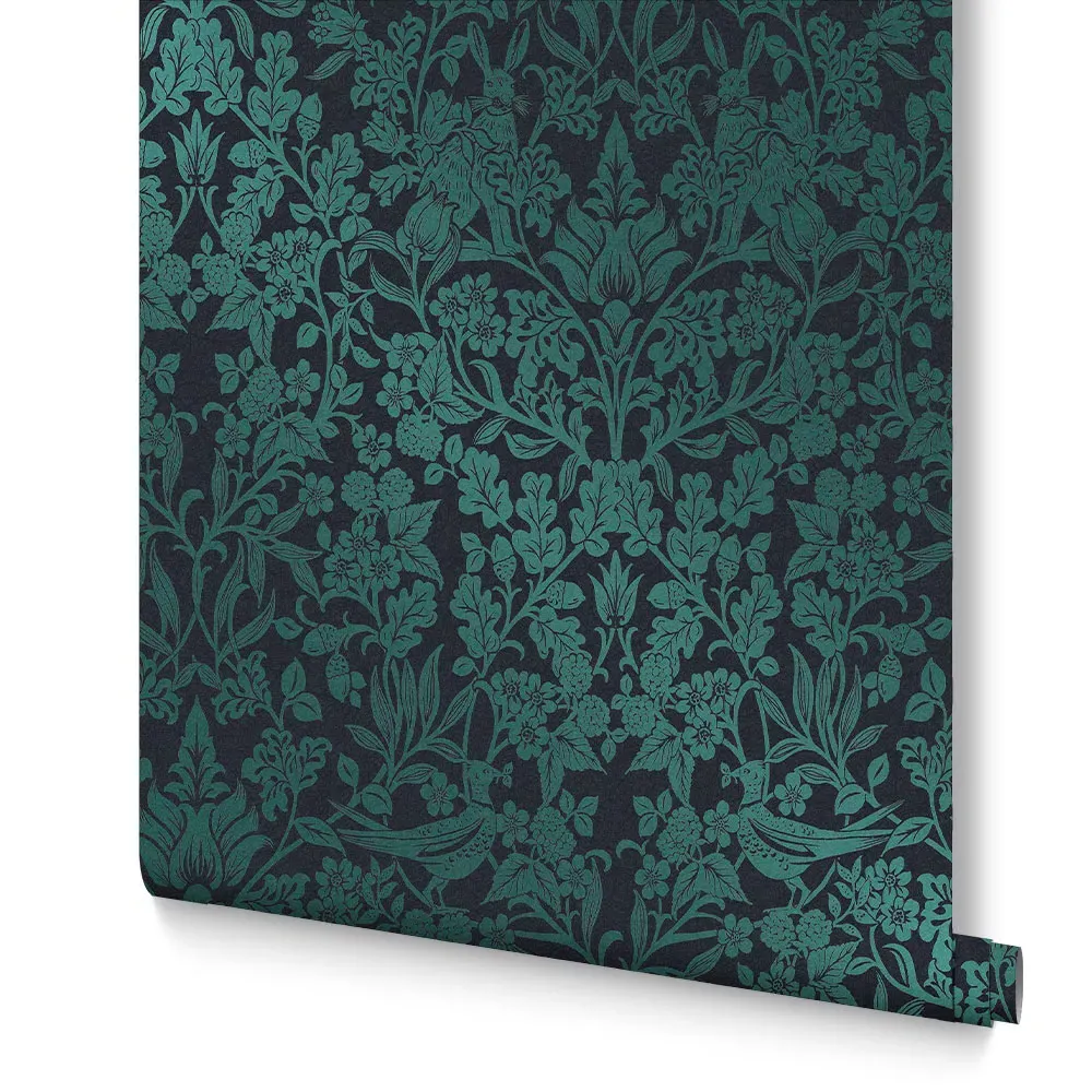 Hartley Damask Teal Wallpaper - Teal