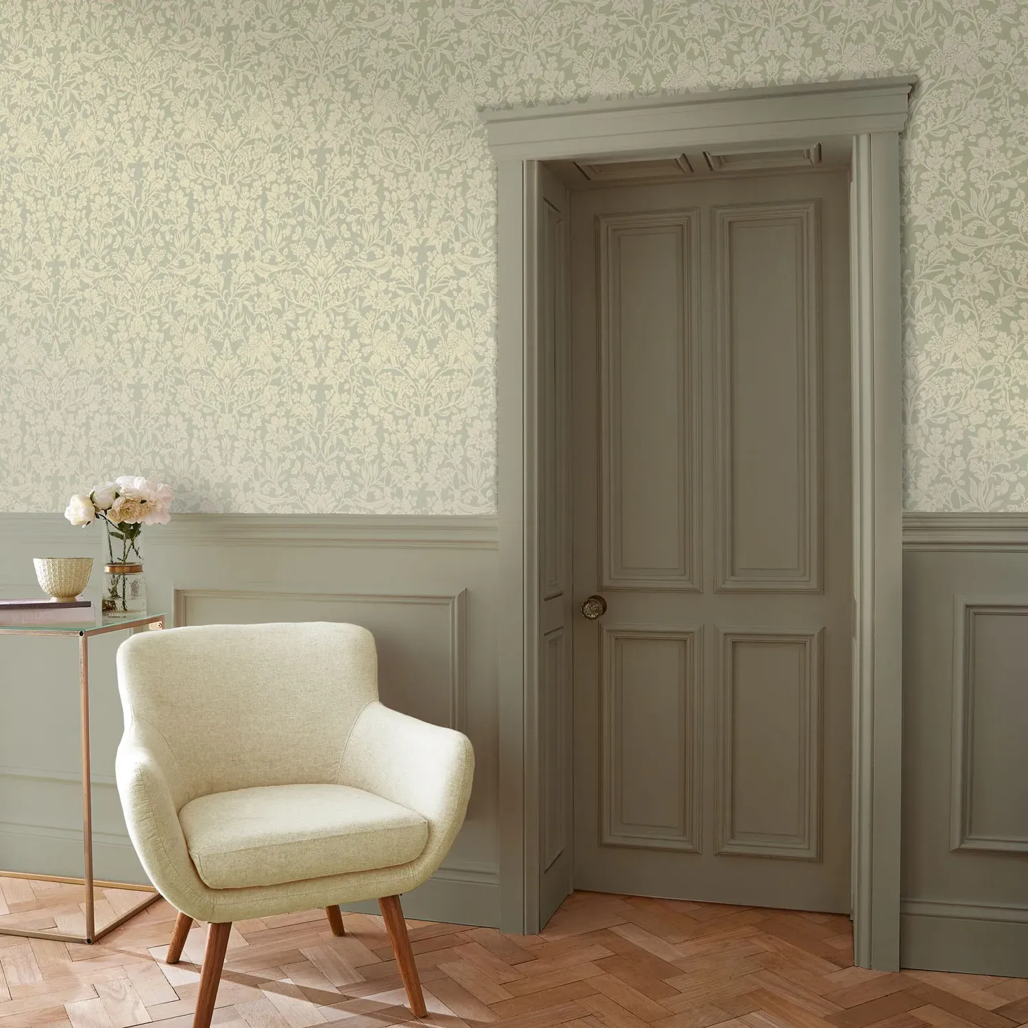 Hartley Damask Wallpaper - Sage