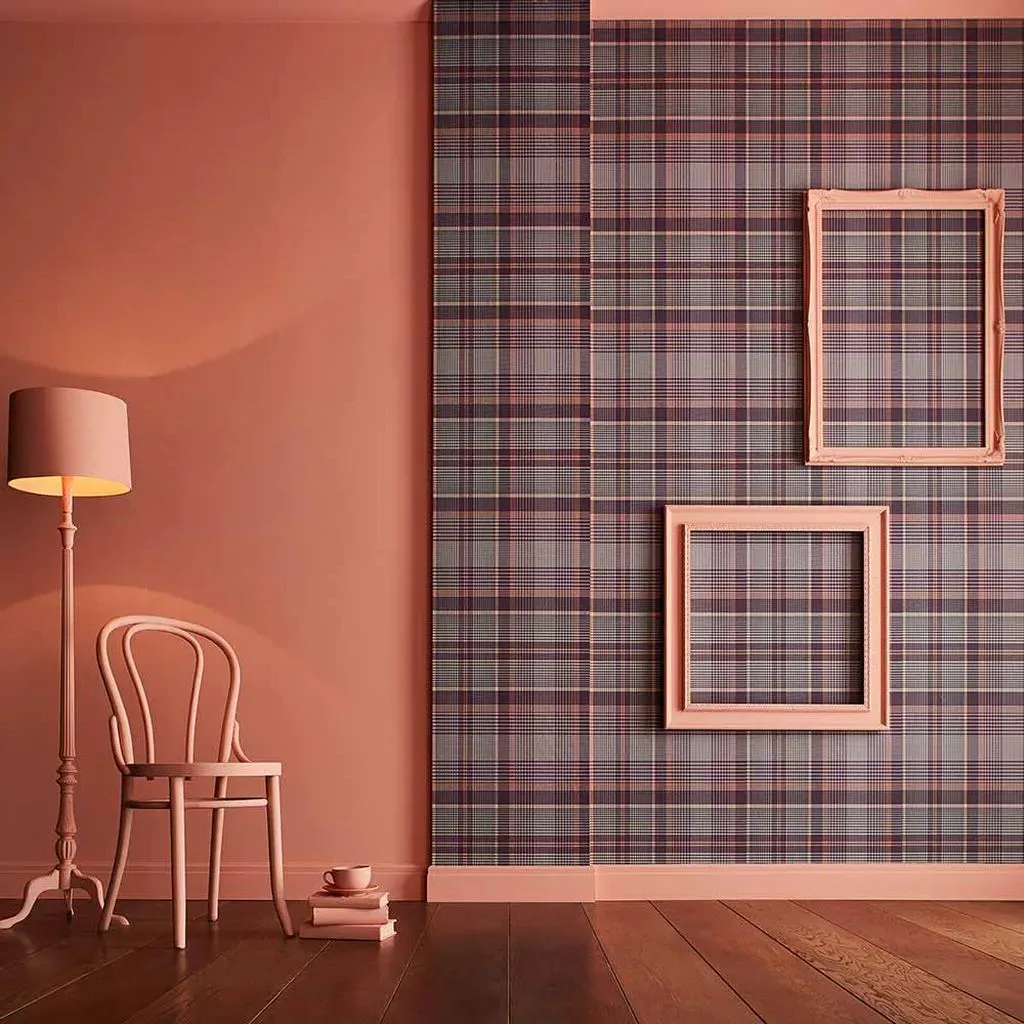 Heritage Plaid Wallpaper - Plum