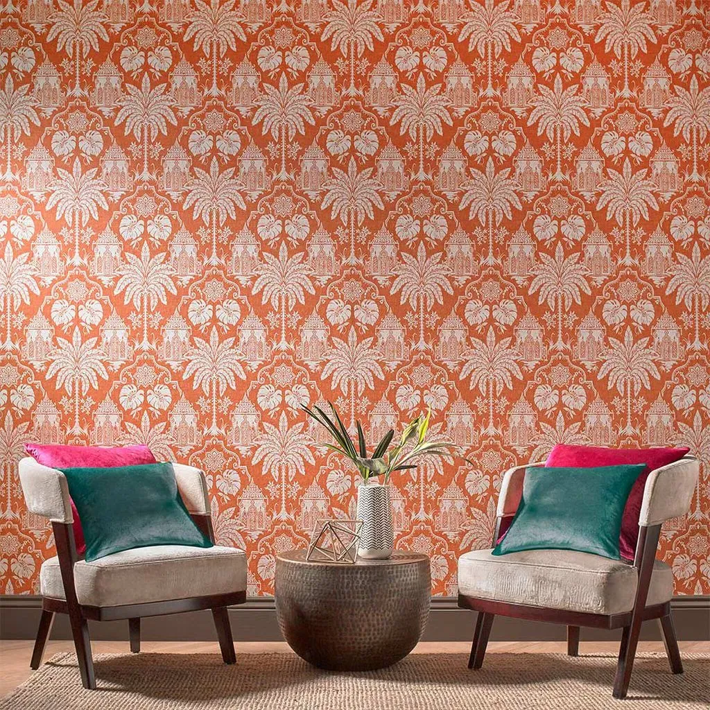 Imperial Damask Wallpaper - Orange