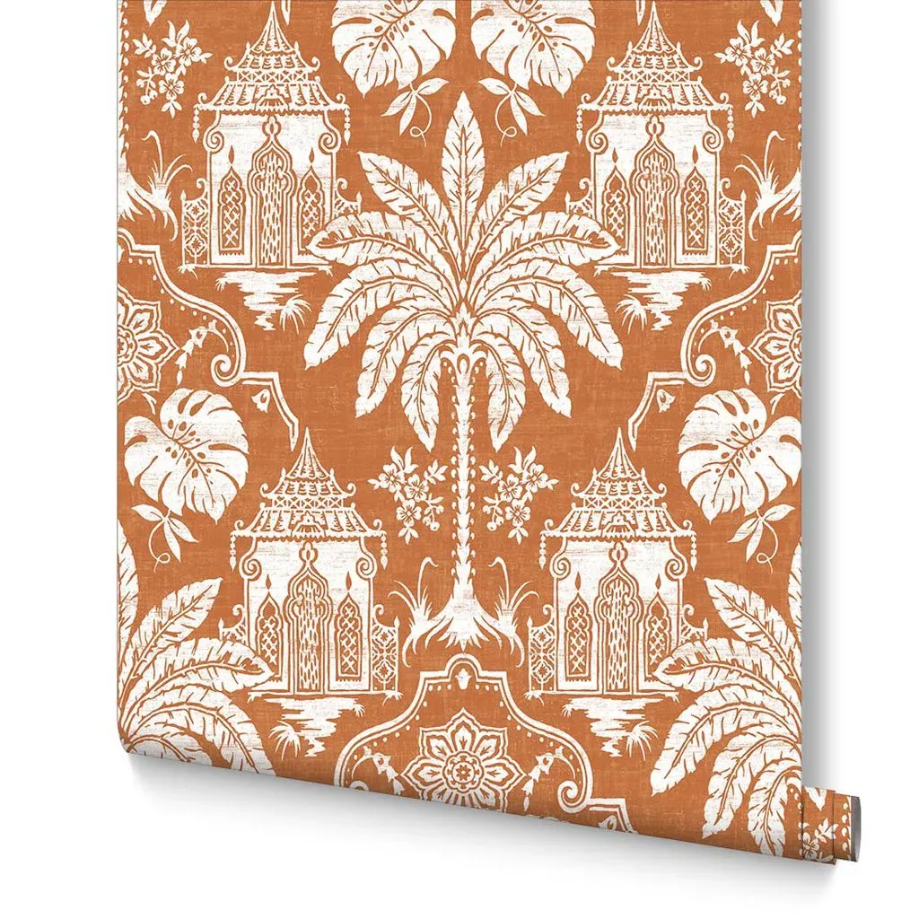 Imperial Damask Wallpaper - Orange