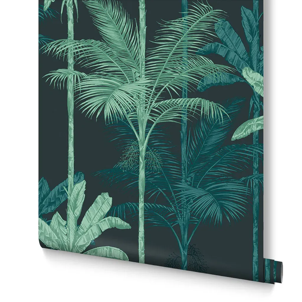 Jungle Mood Leaves Wallpaper - Green, Black