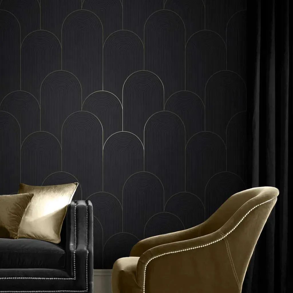 Lancet Geometric Wallpaper - Black, Gold