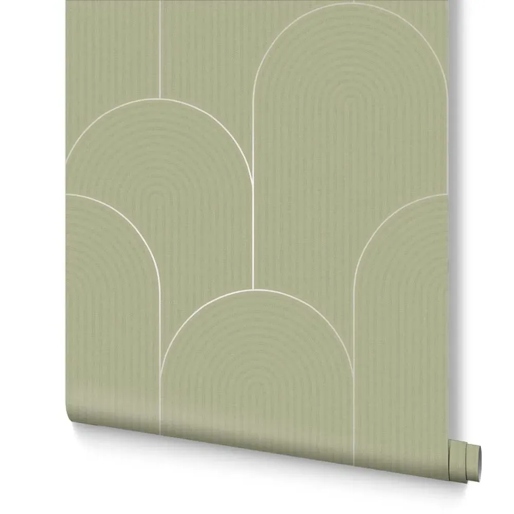 Lancet Sage Geometric Wallpaper - Green