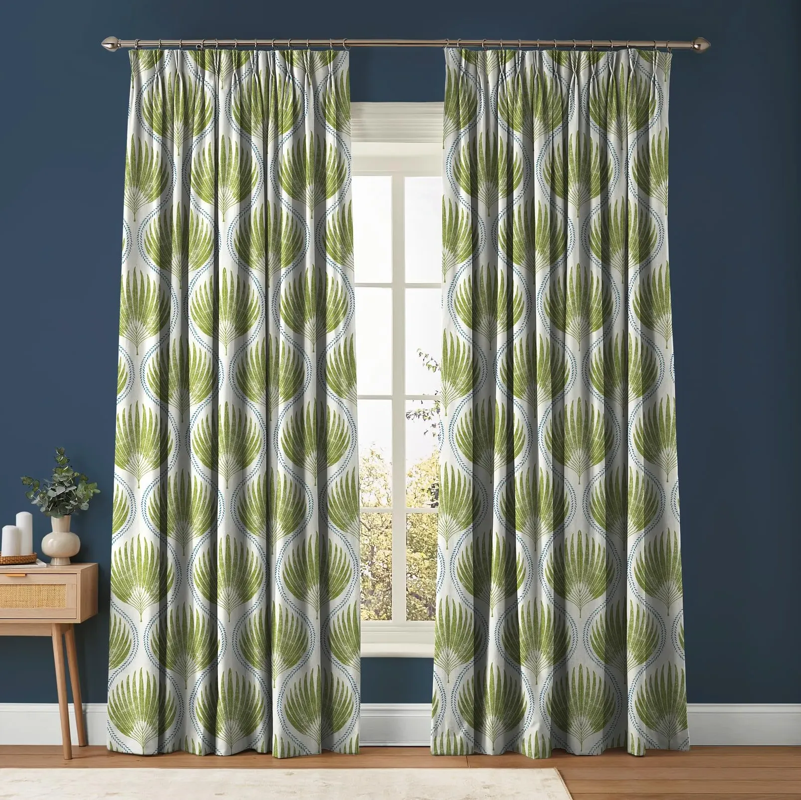 Lissome Leaf Made to Measure Curtains - Olive Green