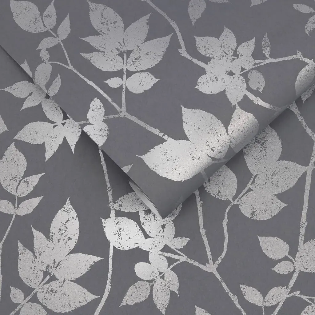 Luna Leaves Wallpaper - Grey
