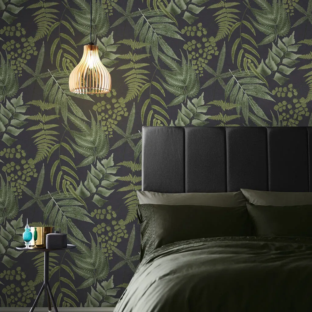 graham-brown-midsummer-fern-black-wallpaper-green-leaves-wallpaper-we-are-carbon-neutral image