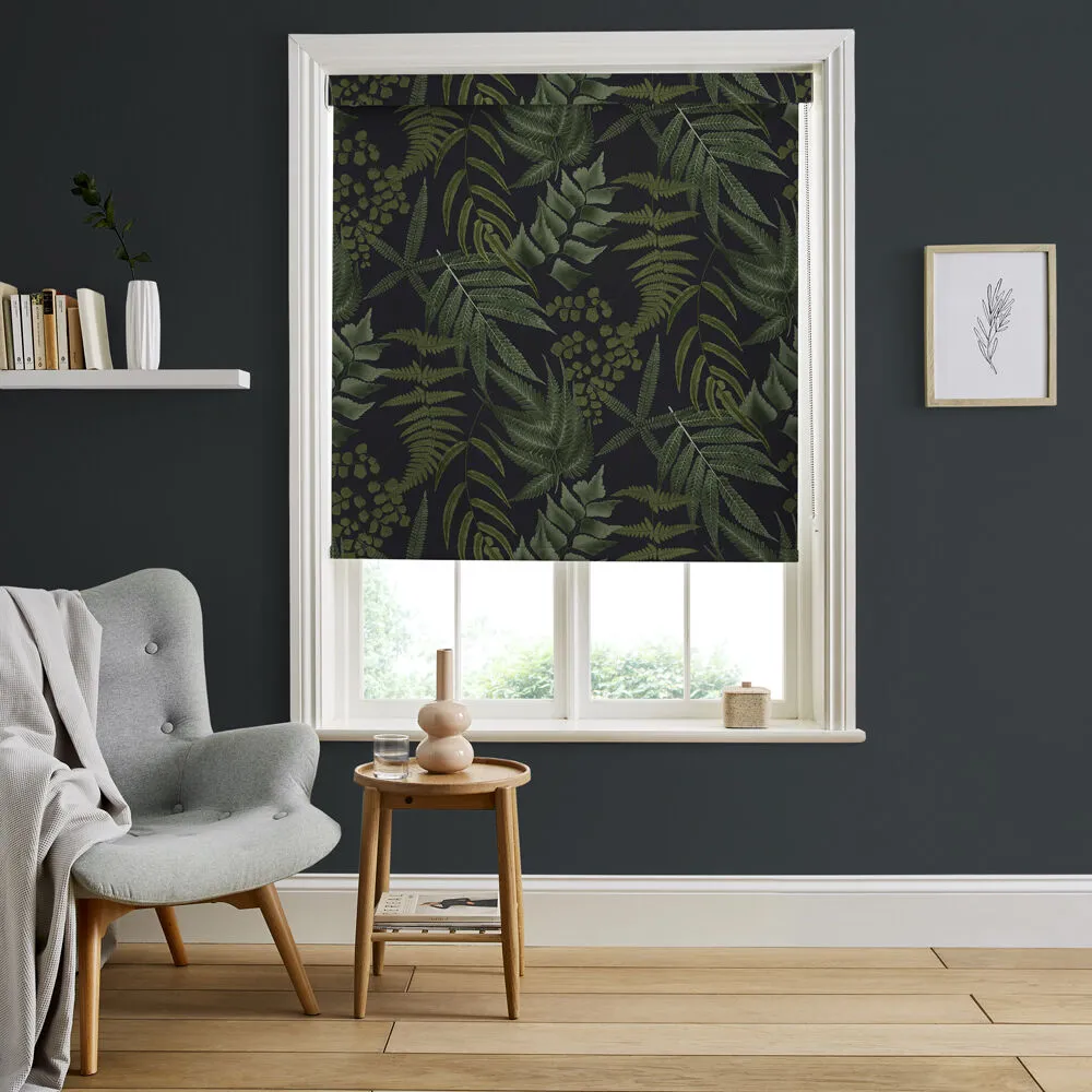 Midsummer Fern Made to Measure Roller Blind - Black