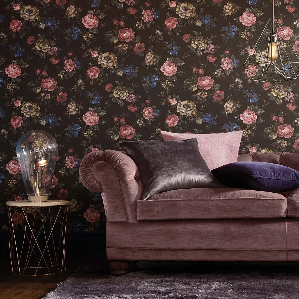 Muse Floral Wallpaper - Black
