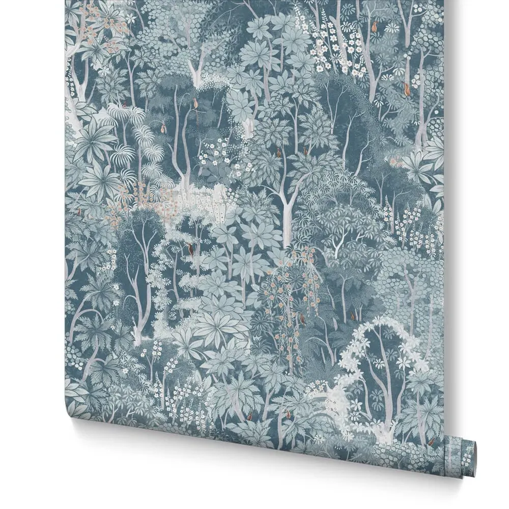 New Eden Porcelain Tree Wallpaper - Blue