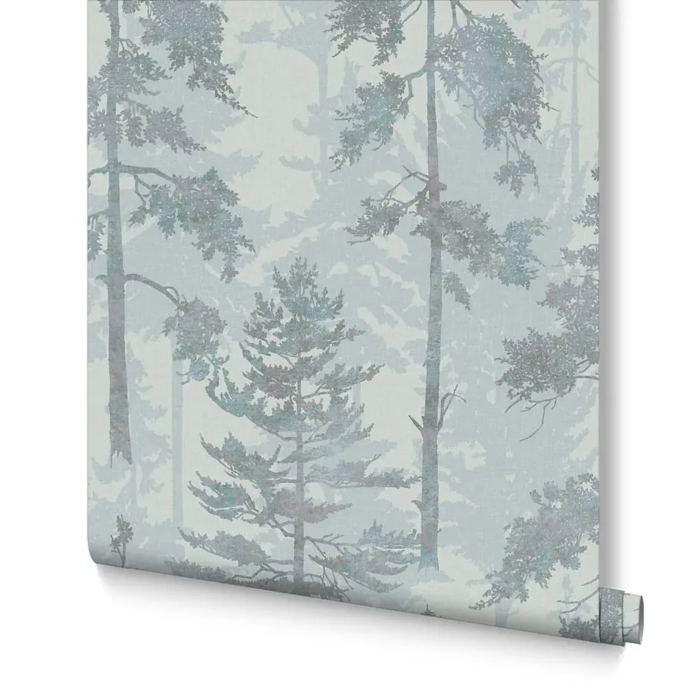 Norse Forest Blue Tree Wallpaper - Blue