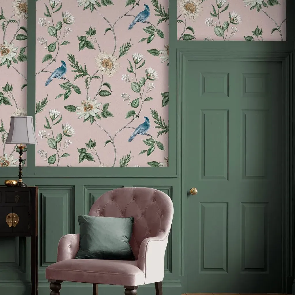 Nuit Blush Floral Wallpaper - Pink