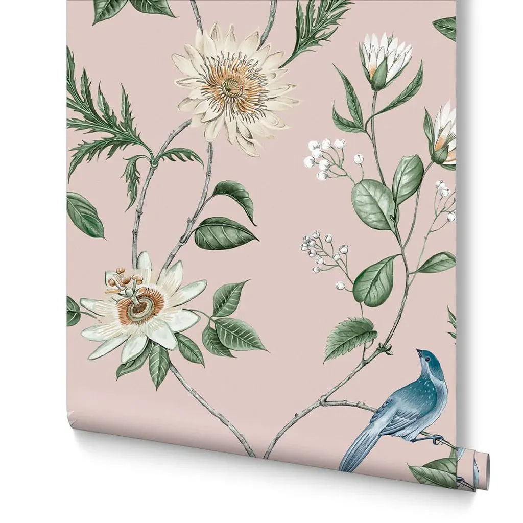 Nuit Blush Floral Wallpaper - Pink