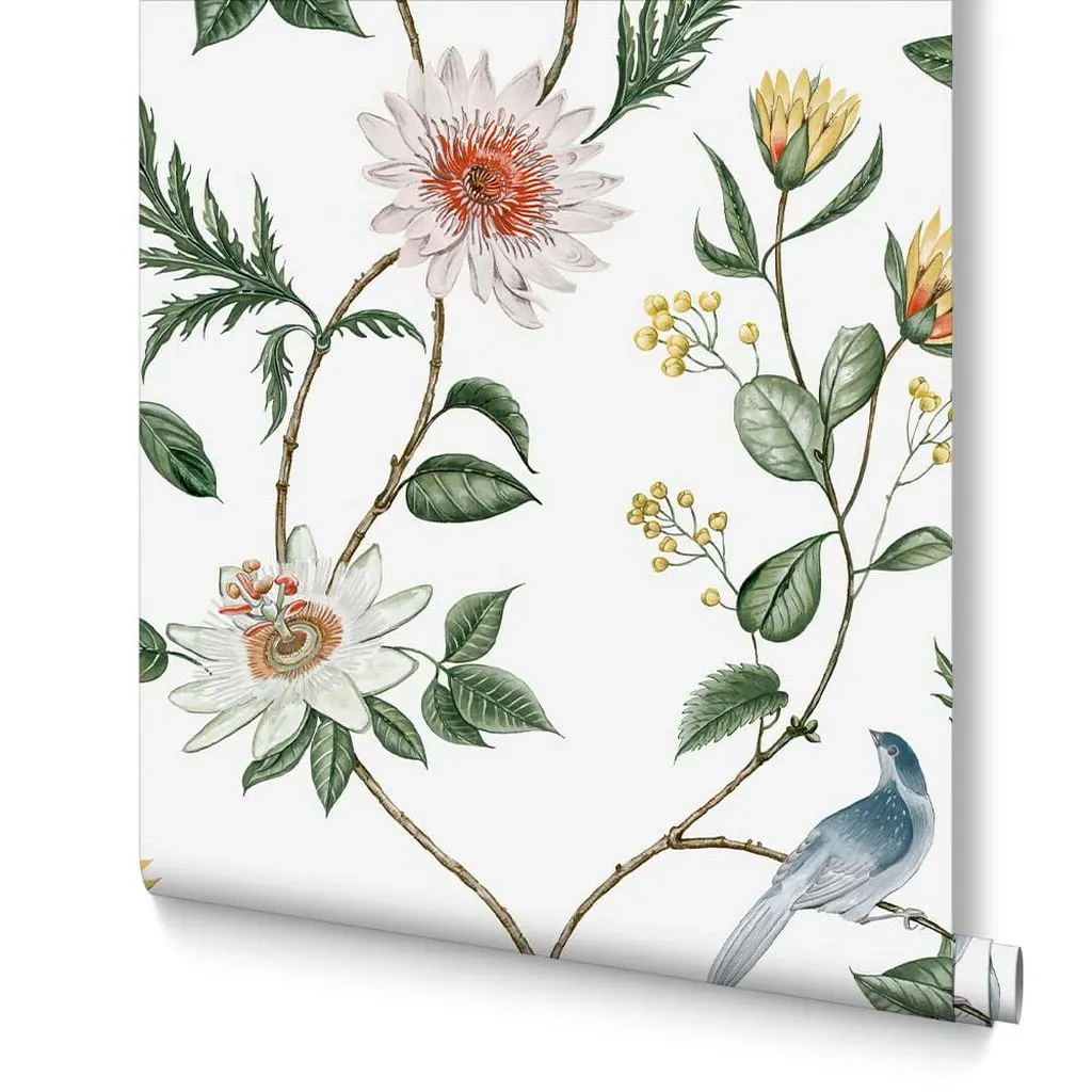 Nuit Lush Floral Wallpaper - White