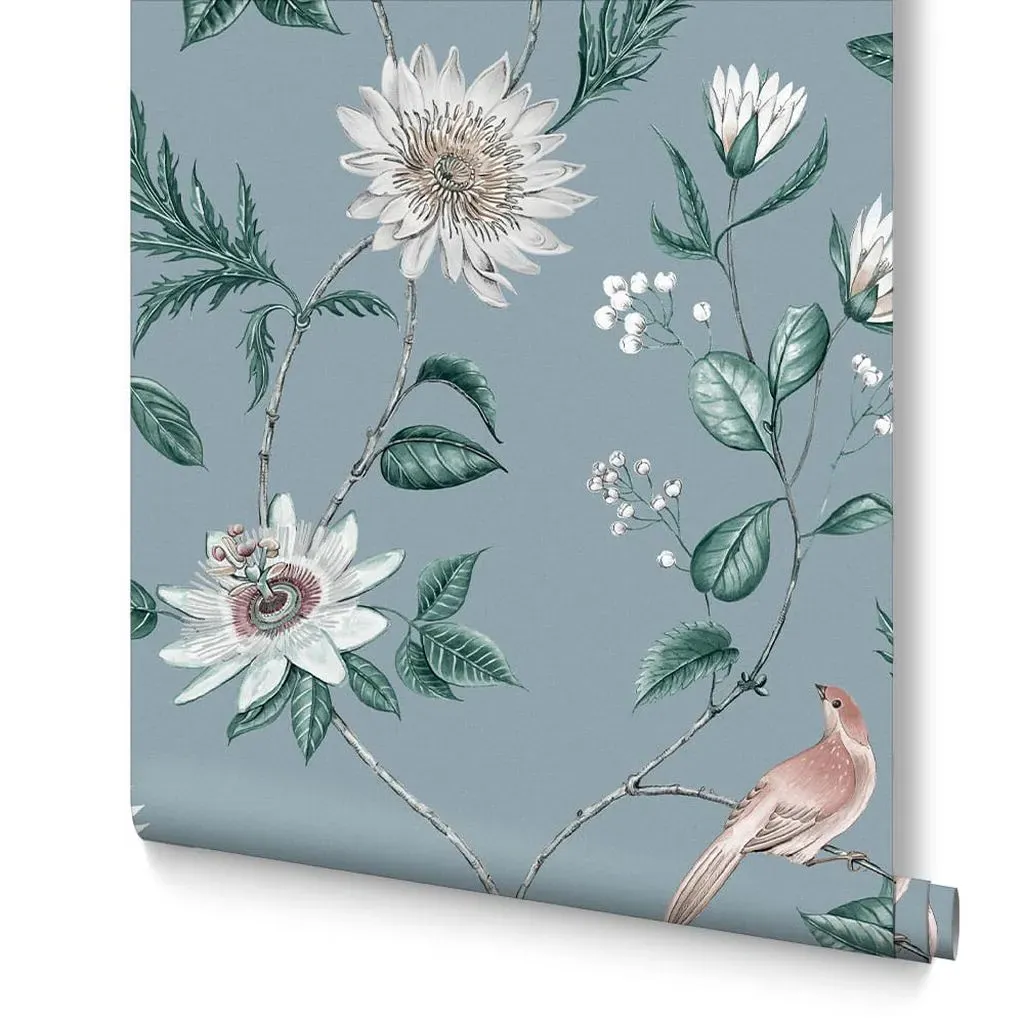 Nuit Sky Blue Floral Wallpaper - Blue