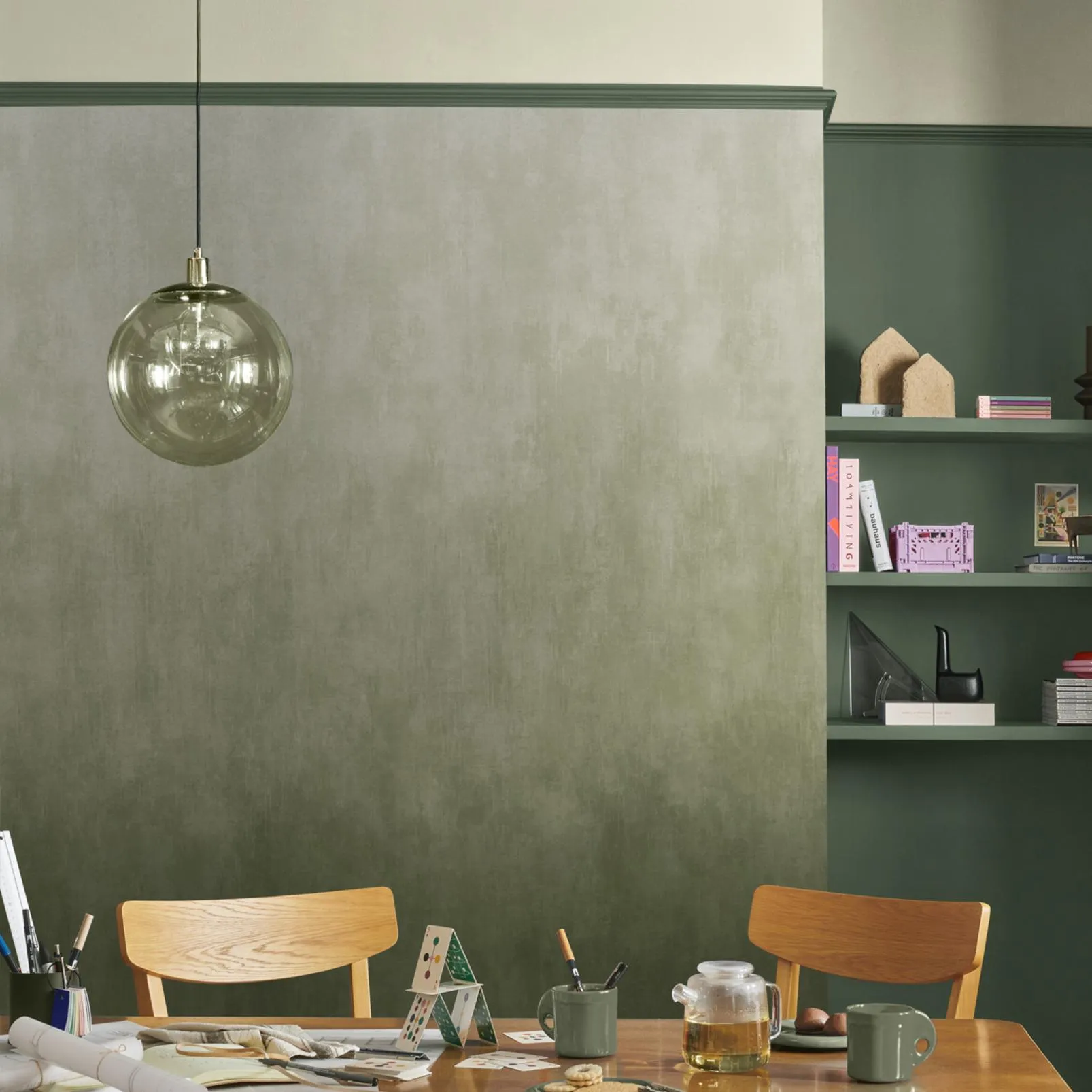 Oblique Ink Wall Mural - Green