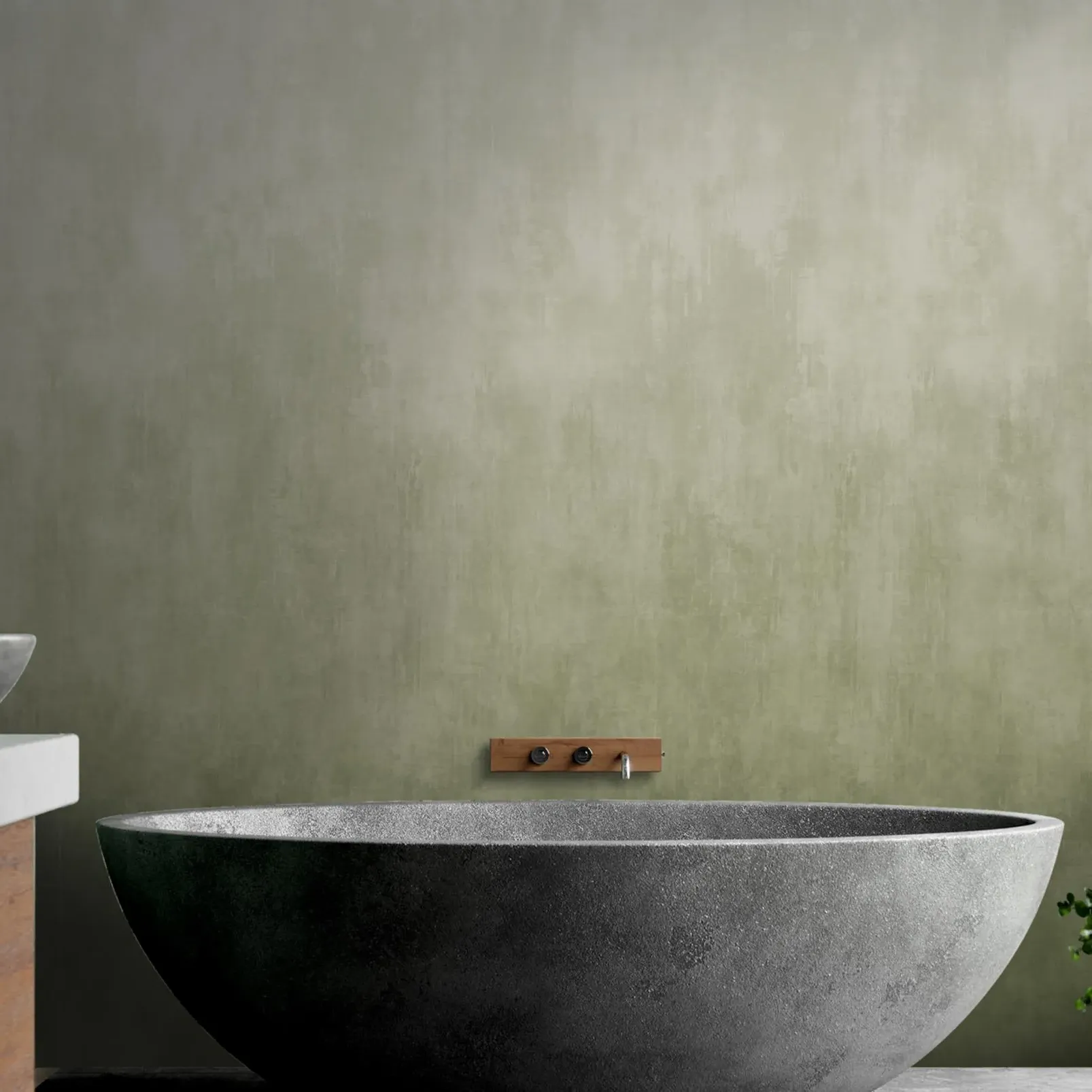 Oblique Ink Wall Mural - Olive