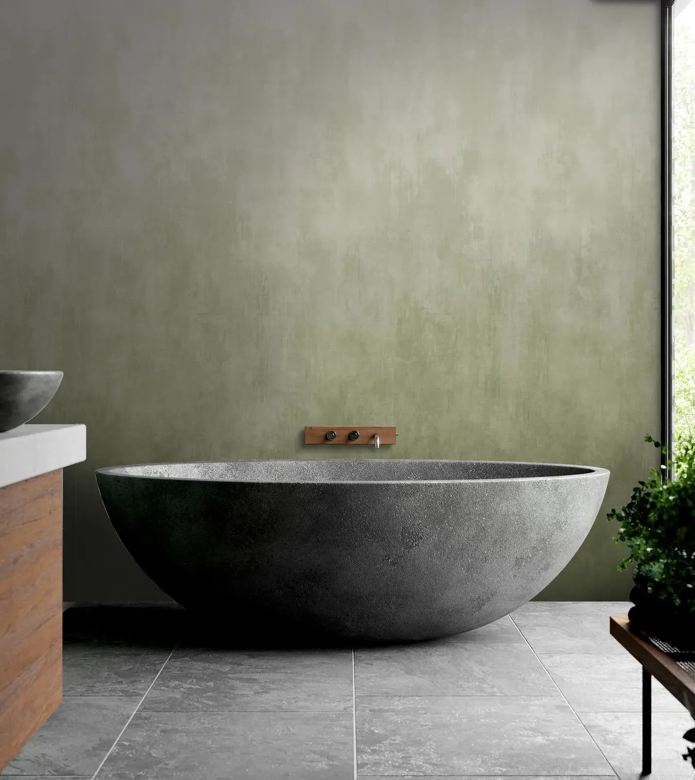 Oblique Ink Wall Mural - Olive