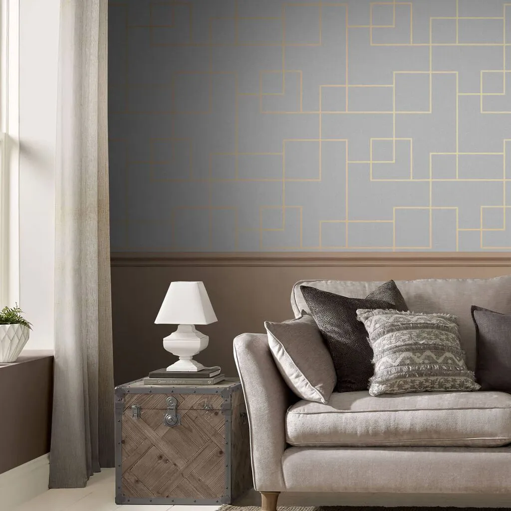 Primo Geometric Wallpaper - Grey