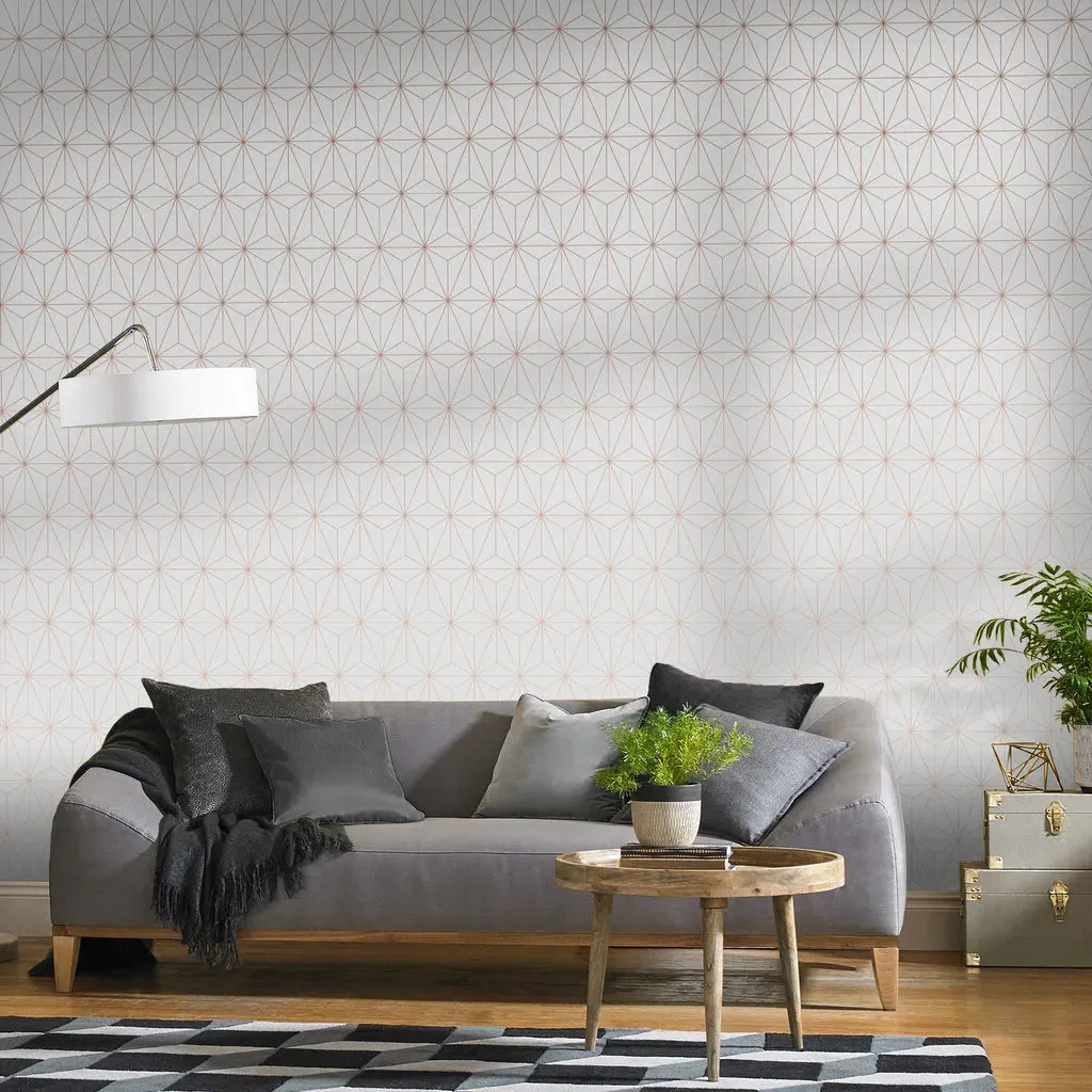 Prism Geometric Wallpaper - Rose Gold