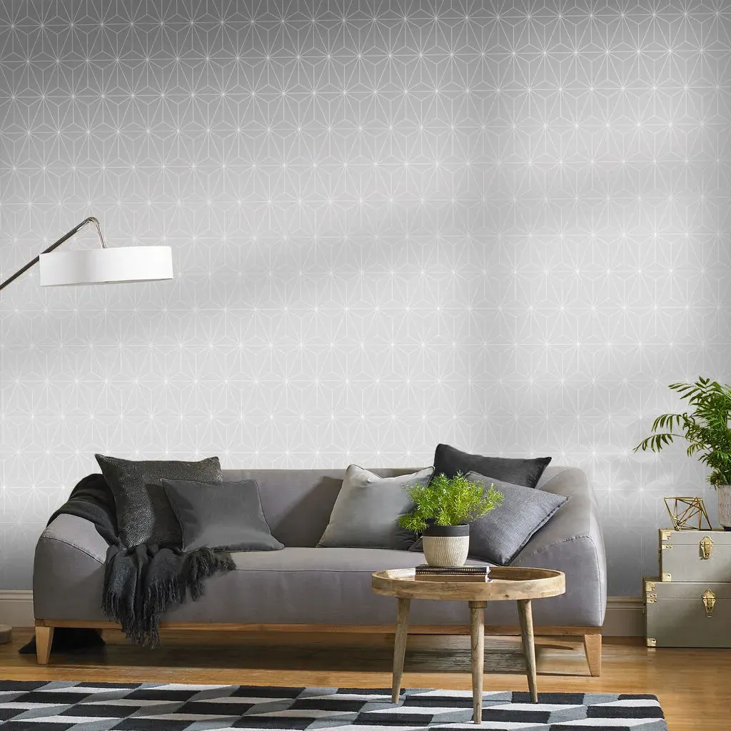 Prism Geometric Wallpaper - Silver