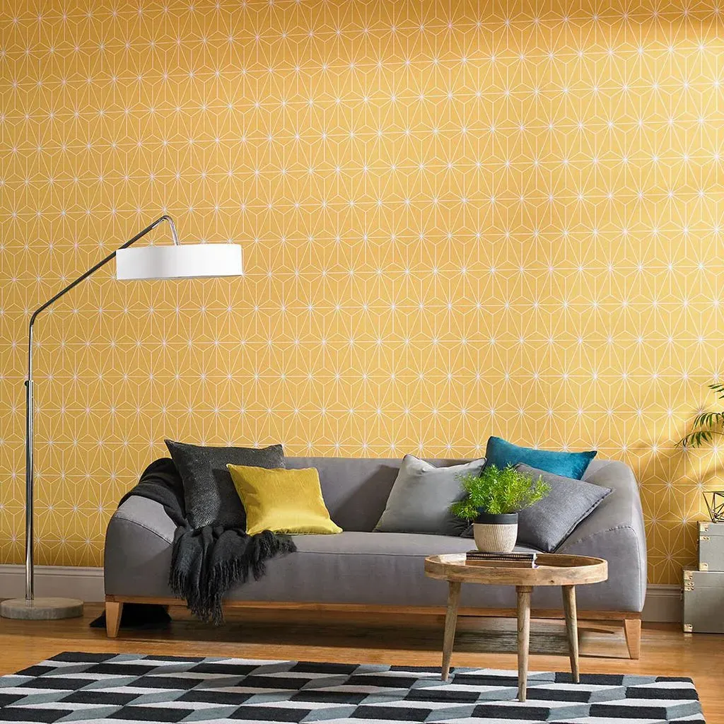 Prism Yellow Geometric Wallpaper - Yellow