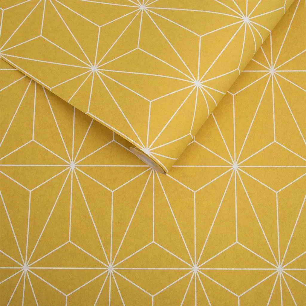 Prism Yellow Geometric Wallpaper - Yellow