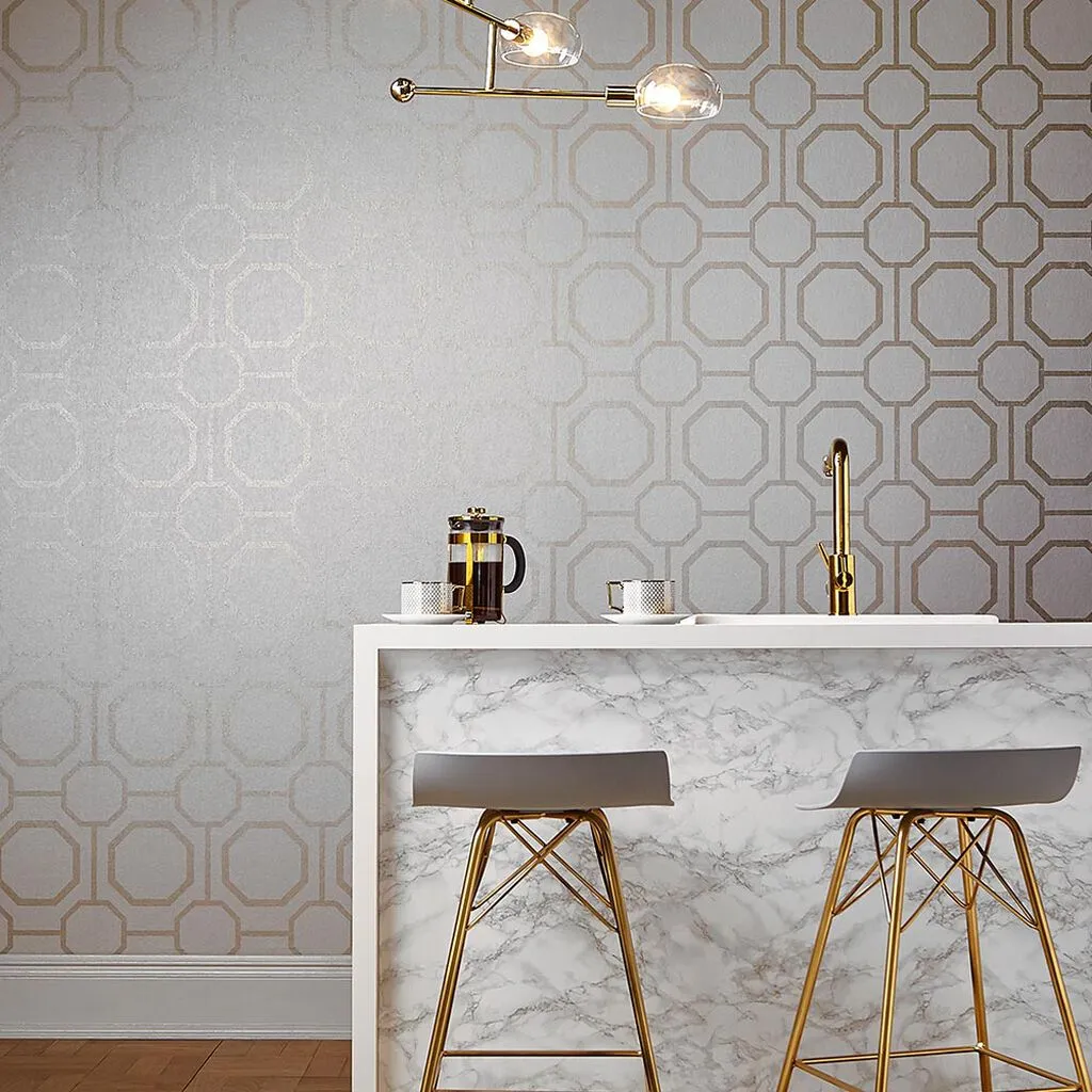 Sashiko Pearl Geometric Wallpaper - White